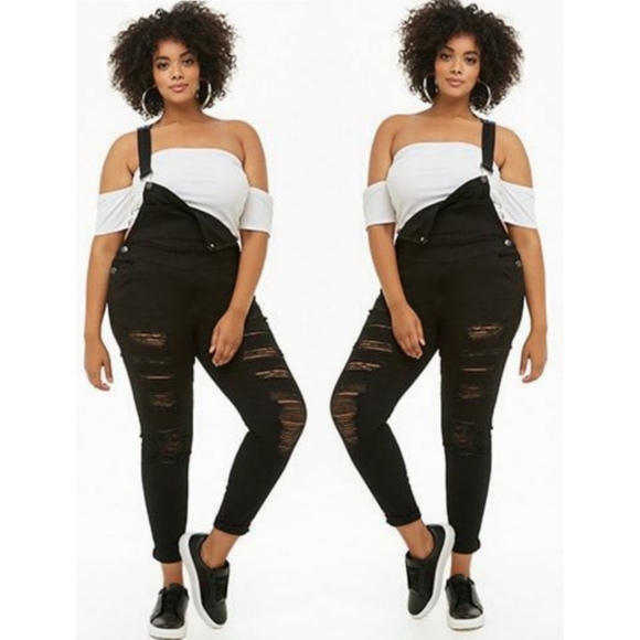 Denim - Overalls Jeans Distressed Destroyed 14 Black NWT